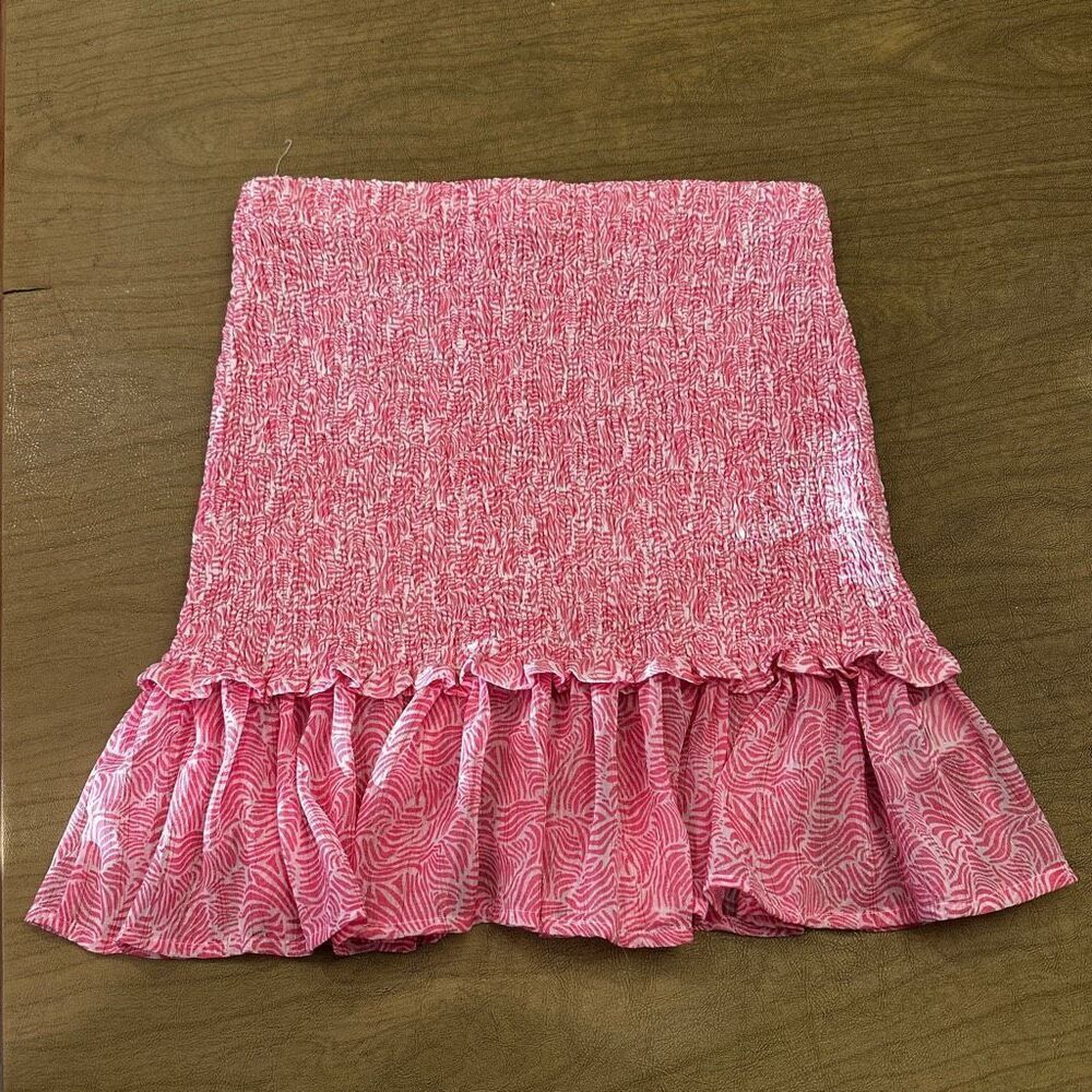 Lilli Sidoni Seersucker Mini Skirt Ruffle Bottom Small